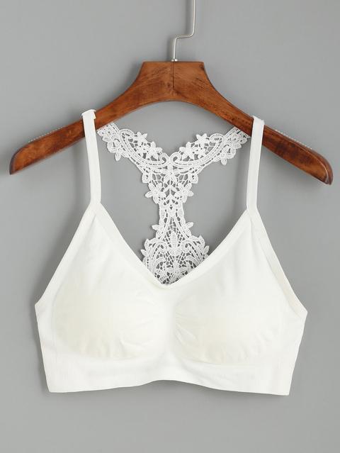 Bianco E Crochet A Spalle Scoperte Bralet