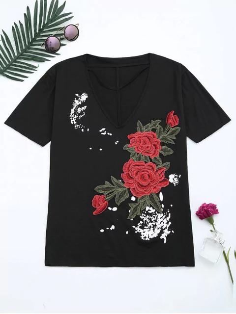 Tela De Hombro De Gota Recortada Con Motivos Florales