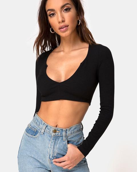 Guan Crop Top In Rib Black