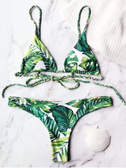 Tropical Palm Print Bathing Suit