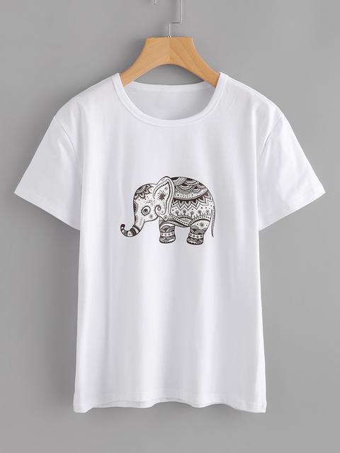 Ornate Elephant Print Tshirt