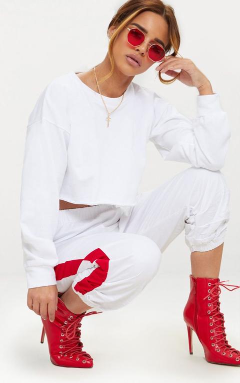 Petite White Cropped Sweatshirt