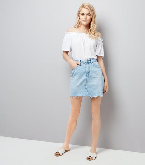 Blue Asymmetric Hem Denim Skirt New Look