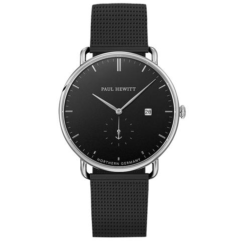 Reloj Grand Atlantic Line Black Sea Acero Inoxidable Correa Mesh Ip Negro