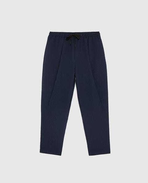 Pantaloni Jogger Con Pince Seersucker