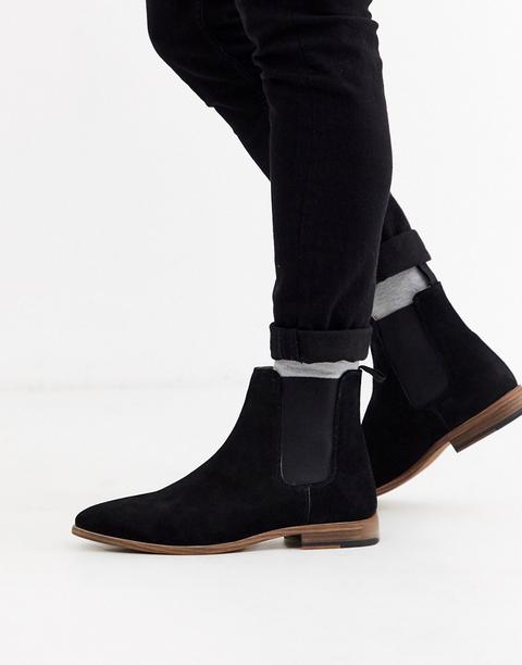 Topman - Bottines Chelsea En Daim - Noir