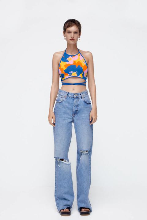 Top Cropped Punto Flores