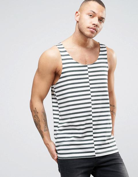 Asos Relaxed Vest With Raw Edge And Stripes