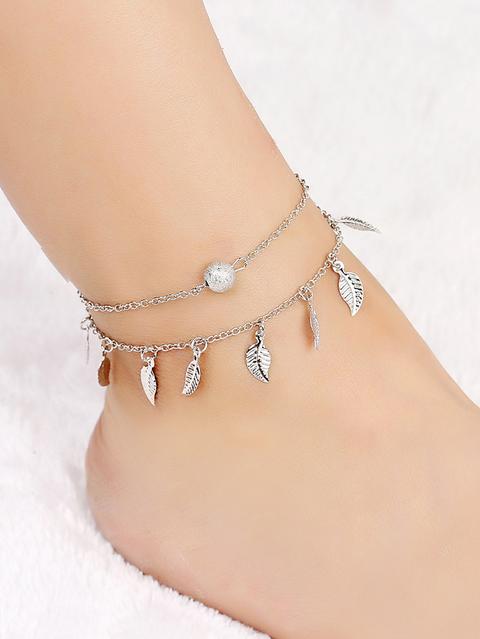 Leaf Detail Layered Chain Anklet