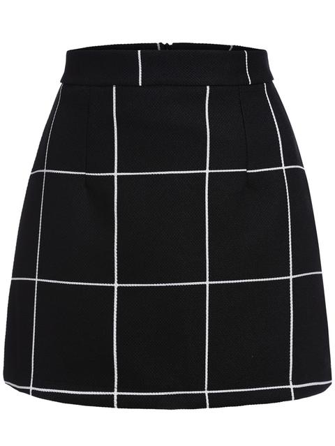 Black Plaid Mini Skirt