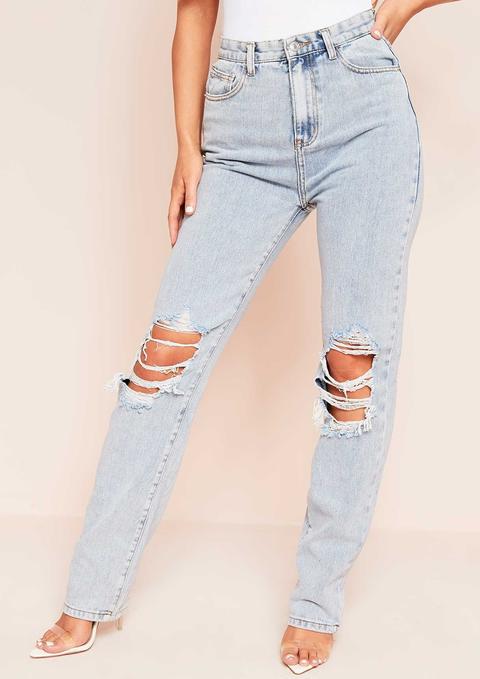 Lucie Light Blue Ripped Straight Leg Jeans