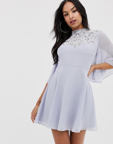 Minivestido Con Capa Acampanada Y Bonitas Perlas De Adorno De Asos Design-multicolor