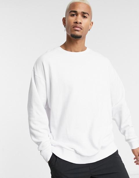 Sudadera Extragrande En Blanco De Asos Design