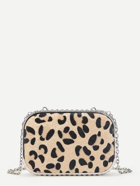 Leopard Print Chain Crossbody Bag