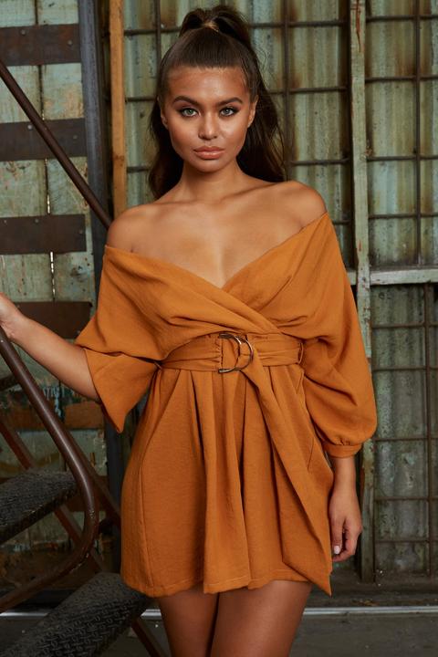 Bets Are Off Bardot Mini Wrap Dress In 