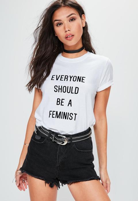 White Feminist Slogan Crop Tshirt