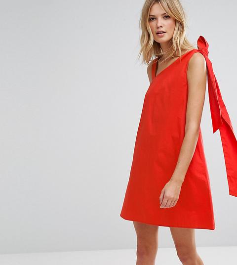 Asos Tall - Vestito Estivo Con Allacciatura A Fiocco - Rosso