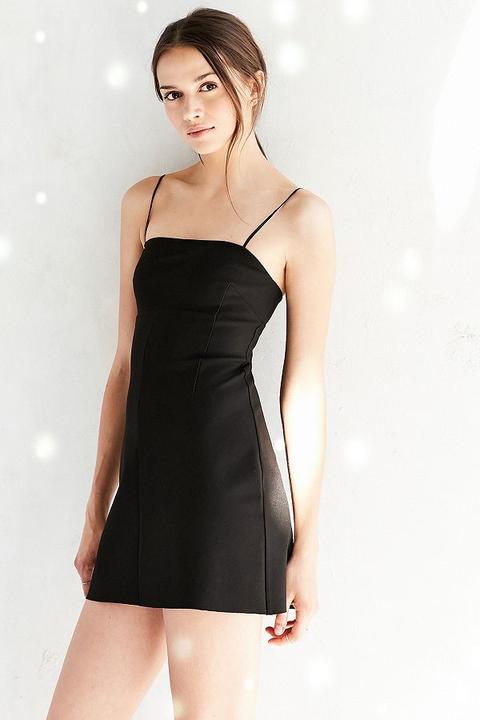 Silence + Noise Audrey Black A-line Mini Slip Dress - Black Xs At Urban Outfitters