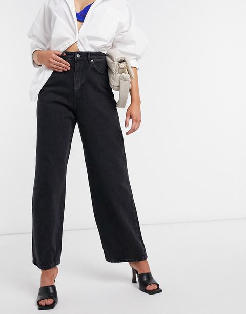 Asos Design High Rise 'relaxed' Dad Jeans In Washed Black