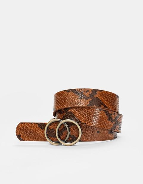 Ceinture Boucle Croisée Serpent Camel Clair