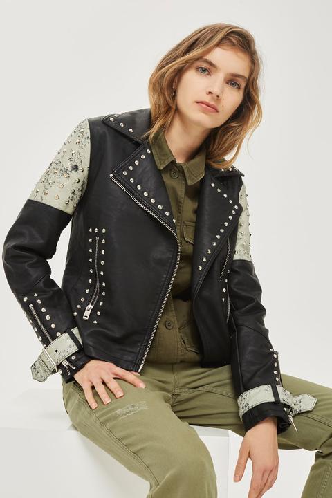 Studded Pu Biker Jacket