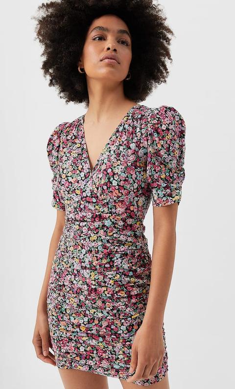Stradivarius Mini Robe À Fronces Femme Rose Fluo L