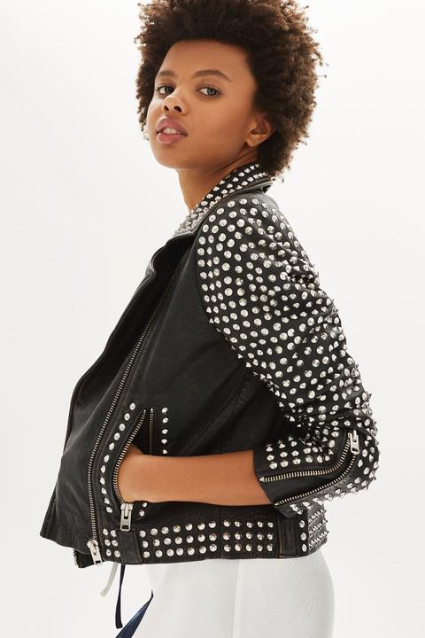 Studded Leather Biker Jacket