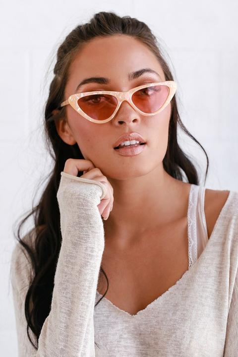 Drew Beige Cat-eye Sunglasses