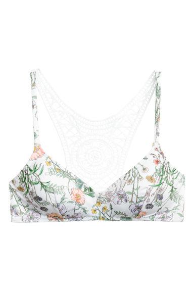 H & M - Top Bikini Con Pizzo Dietro - Bianco