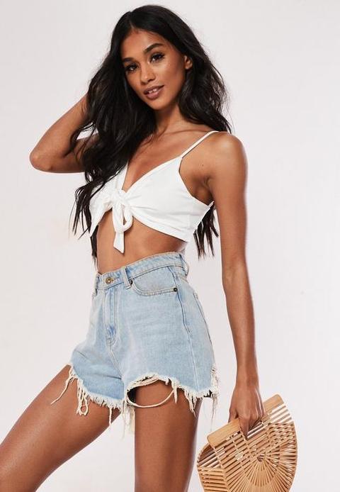 White Slinky Tie Front Bralet, White