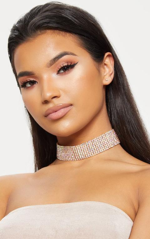 Iridescent Wide Diamante Choker