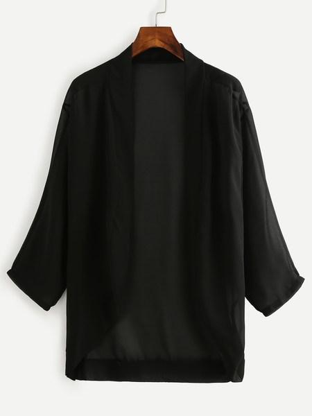 Kimono Chiffon Spalle Cascanti - Nero