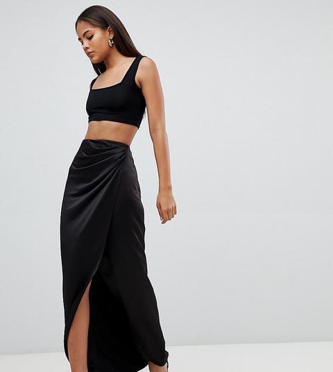 draped wrap maxi skirt