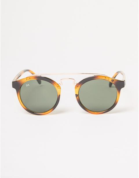 Gafas De Sol Redondas Carey Con Barra Whisky