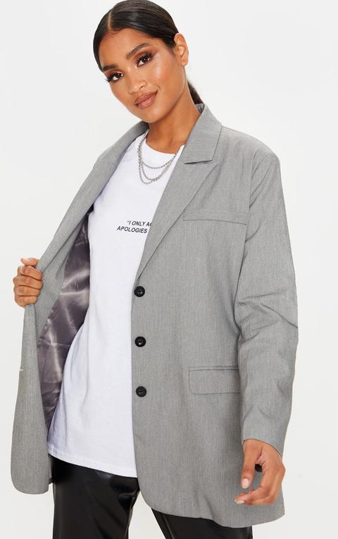 Grey Oversized Woven Blazer
