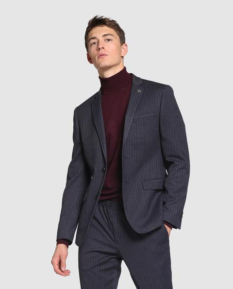 Fórmula Joven - Americana De Traje De Hombre Slim Gris Con Raya Diplomática