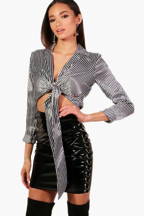 Stripe Tie Front Top