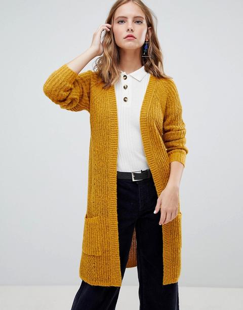 Only - Cardigan Lavorato A Maglia A Trecce Grosse - Giallo