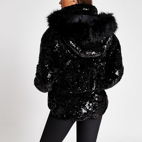 river island black sequin jacket