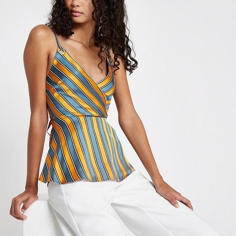 Blue Stripe Eyelet Cami Top