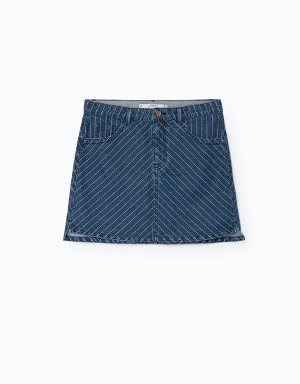 Mini Falda Denim Rayas