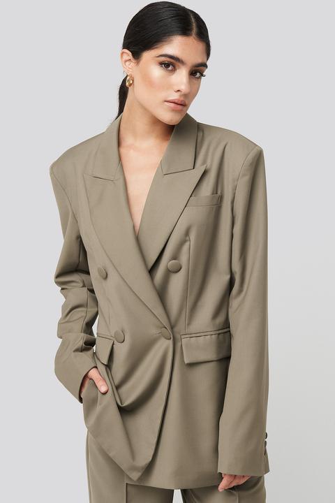 Na-kd Classic Straight Double Breasted Blazer - Beige