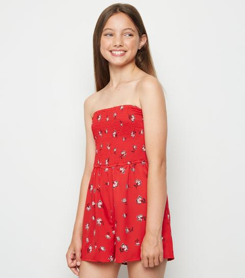 red bandeau playsuit