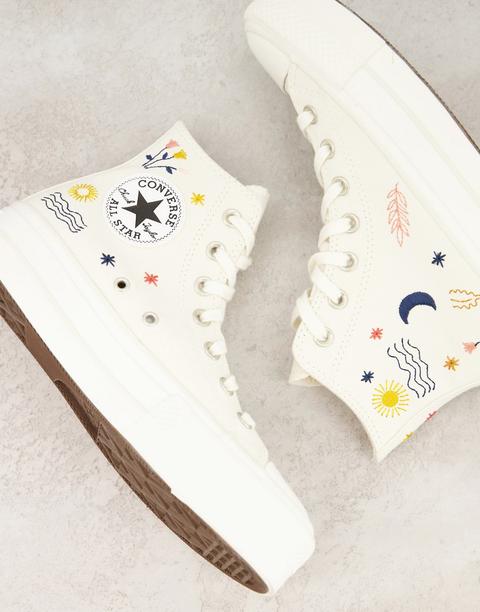 Zapatillas Blanco Hueso Bordadas Chuck Taylor All Star Lift De Converse