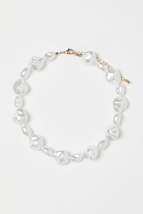 H & M - Collana Corta Con Perle - Bianco