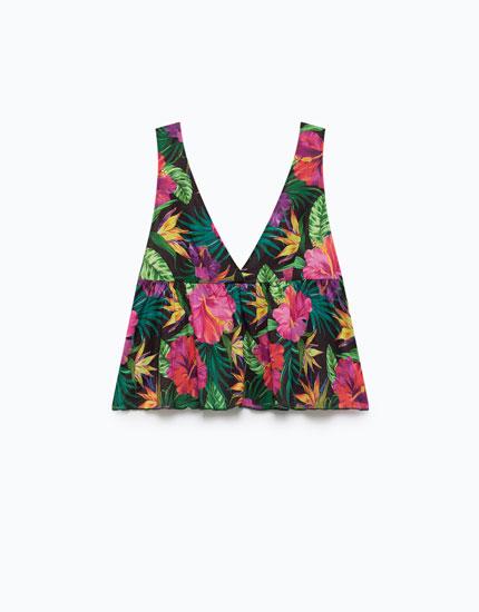 Top Bajo Volante Print Tropical