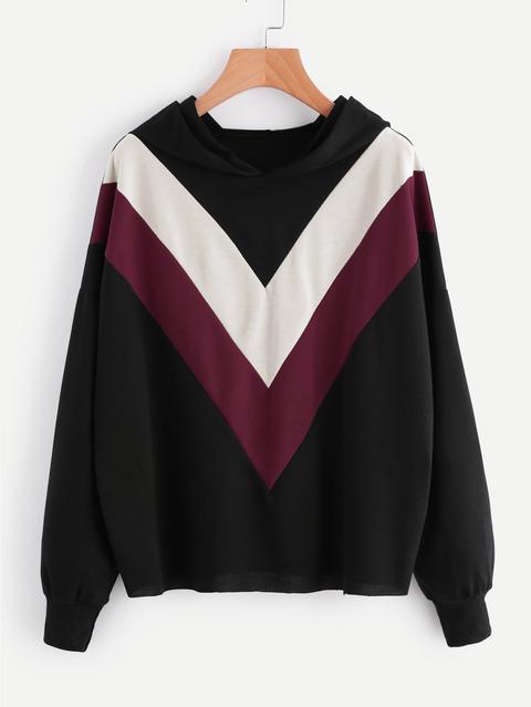 Sudadera Con Capucha De Color Block-grande