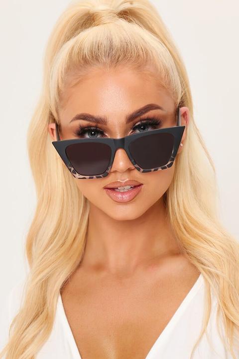 Black/beige Ovresized Pointed Cat Eye Sunglasses