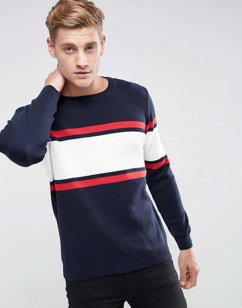 Pull&bear - Maglione A Blocchi Di Colore Blu Navy - Navy