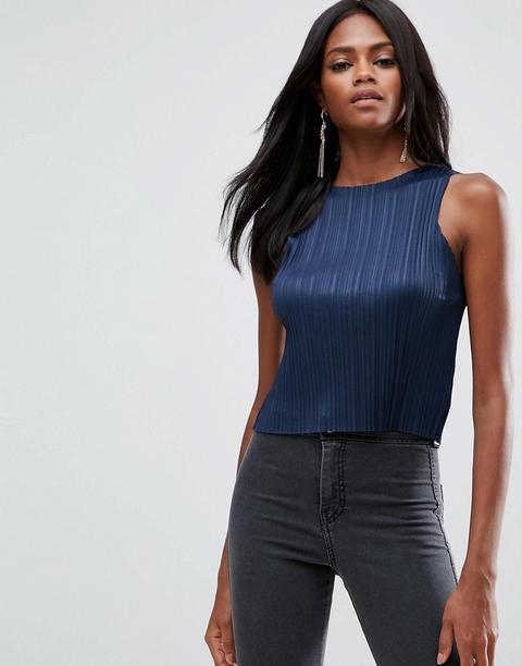 Asos - Top A Pieghe - Blu